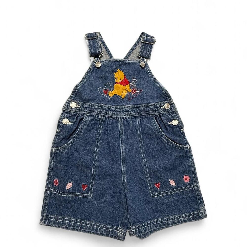 Vintage Disney Pooh 100 Acre Collection Denim Shortalls‎ Size 4